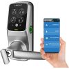 Lockly Secure Plus, Bluetooth Smart Lock, Keyless Entry Door Lock, PIN Genie® Keypad, 3D Biometric Fingerprint Sensor, Auto Lock - Satin Nickel (PGD628FSN) - Latch Edition